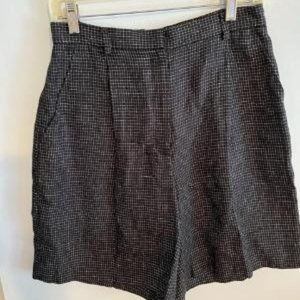 Ralph Lauren Black and White Small Checkered Linen Walking Shorts, Size 6